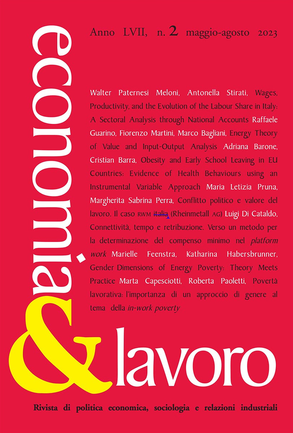 Economia & lavoro (2023). Vol. 2