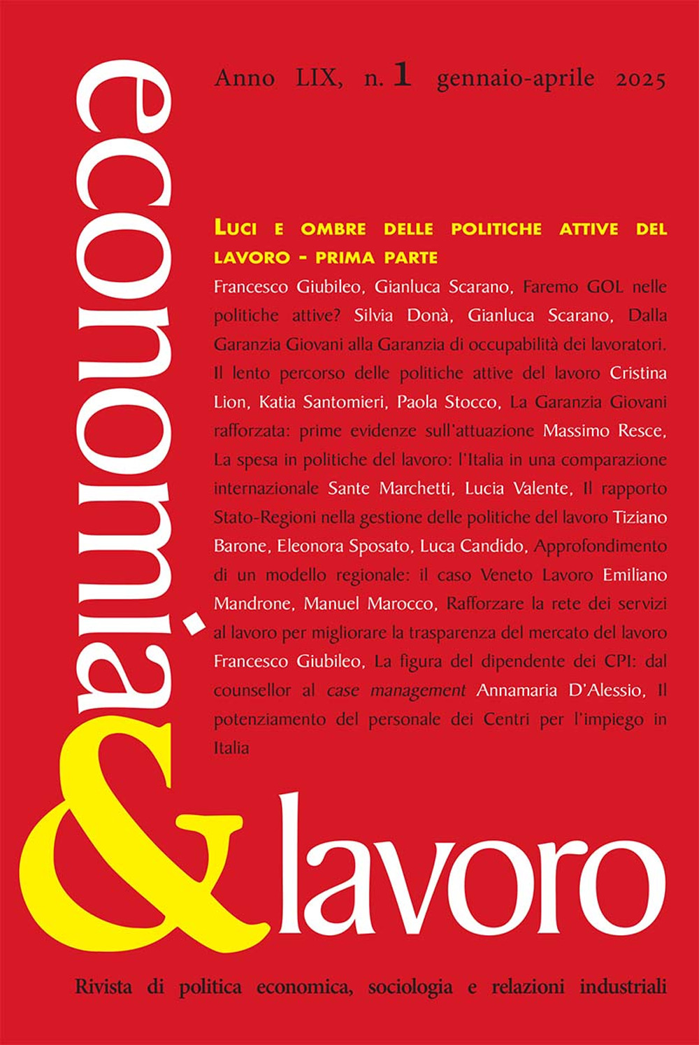 Economia & lavoro (2025). Vol. 1