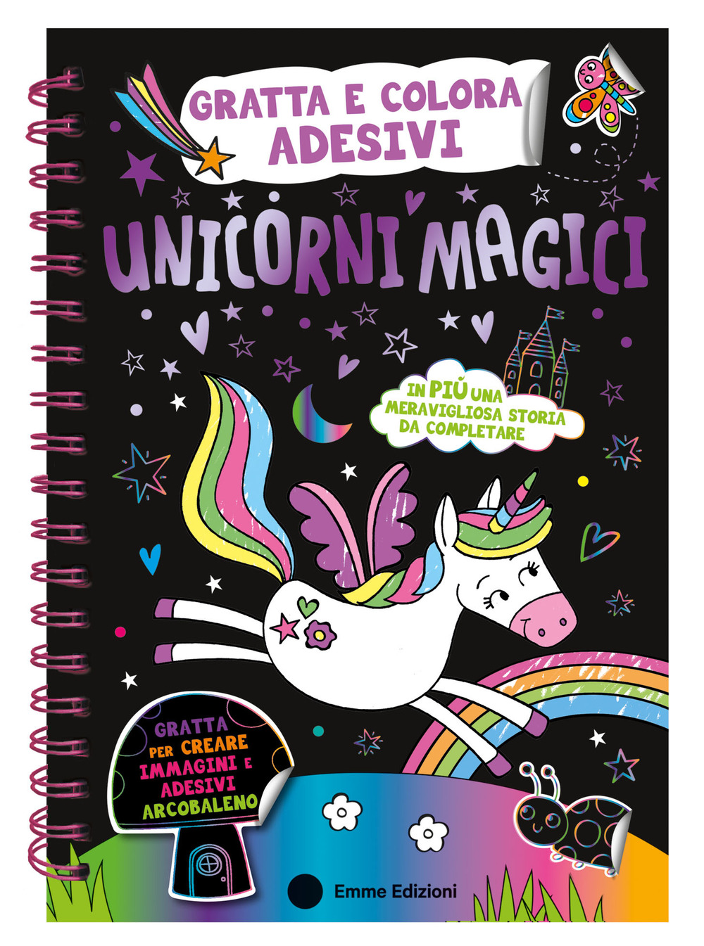 Unicorni magici. Gratta e colora adesivi. Ediz. a colori. Ediz. a spirale. Con matita di legno. Con Adesivi