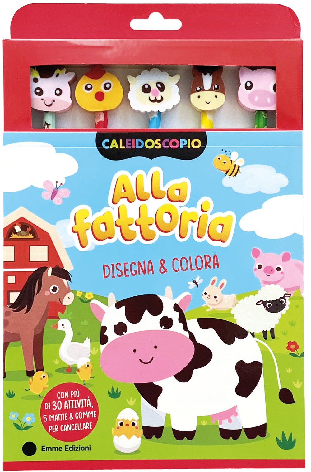 Alla fattoria. Ediz. illustrata. Con 5 gomme per cancellare. Con 5 matite colorate