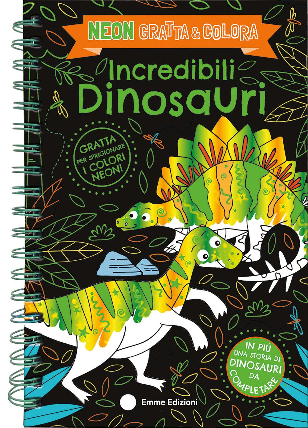 Incredibili dinosauri. Neon gratta e colora. Ediz. a colori. Ediz. a spirale. Con matita di legno