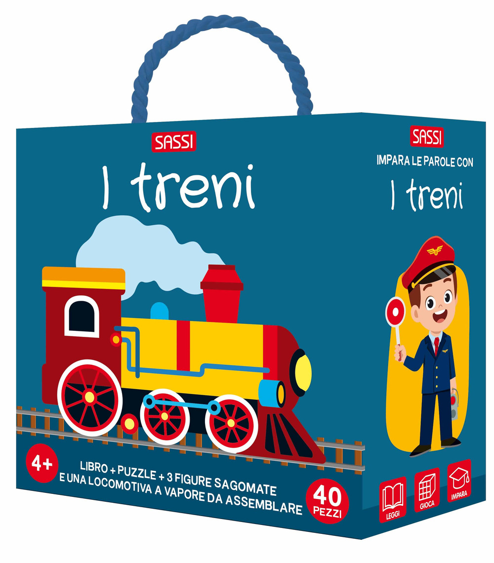 I treni. Q-box. Ediz. illustrata. Con puzzle da 40 pezzi. Con 3 sagome