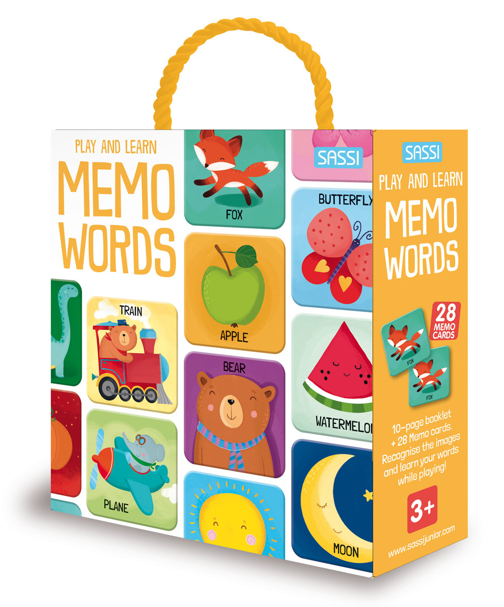 Play and learn. Word memo. Con tessere memo