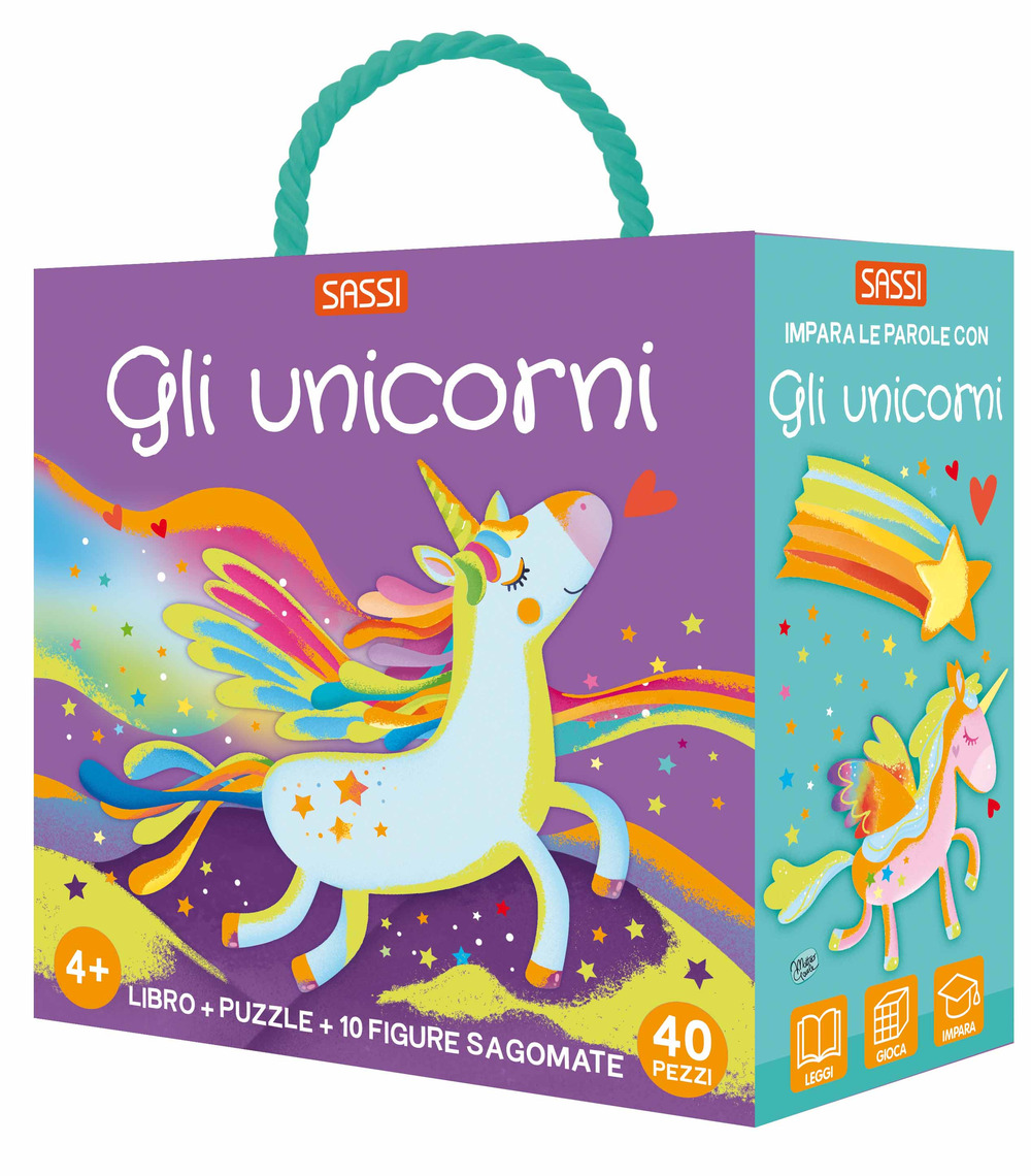 Gli unicorni. Q-box. Con 10 figure sagomate. Con puzzle