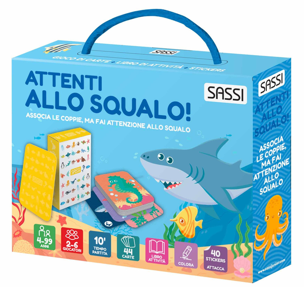 Attenti allo squalo! Valigetta con carte e stickers. Ediz. a colori. Con 44 carte