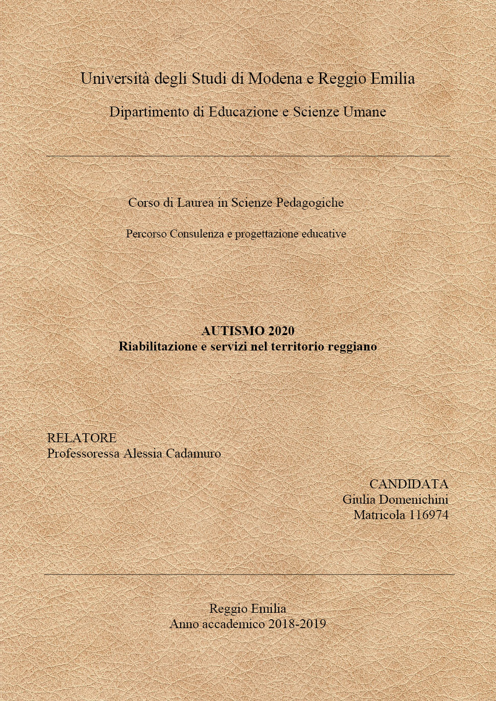Autismo 2020. Servizi e riabilitazione nel territorio reggiano - Giulia Domenichini - Libro - Youcanprint