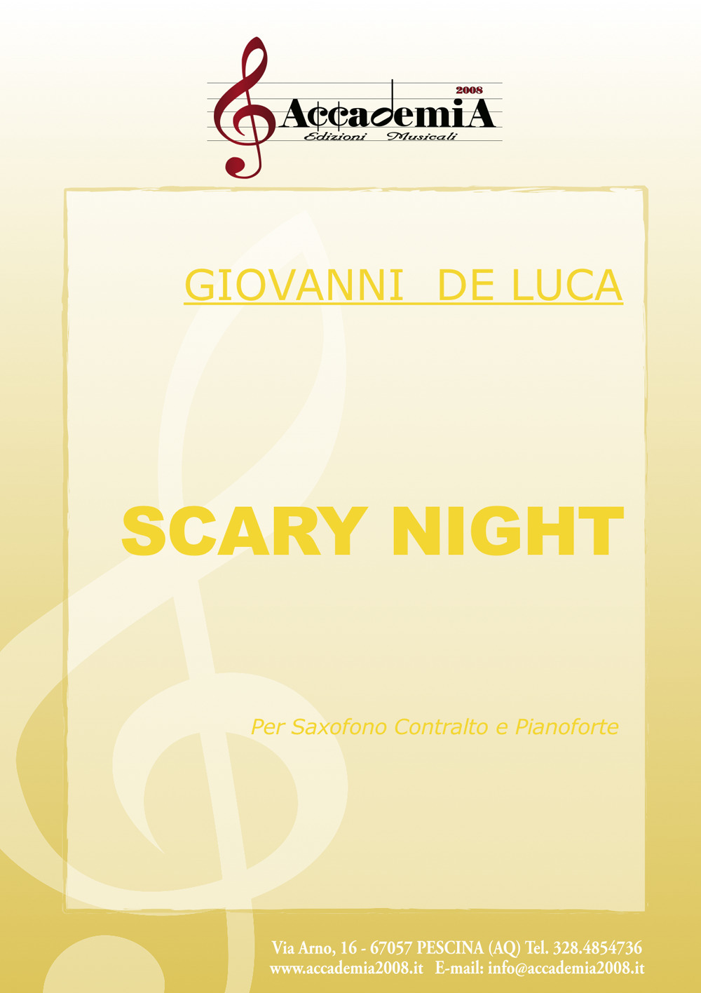 Scary night. Per sassofono contralto e pianoforte. Ediz. a spirale