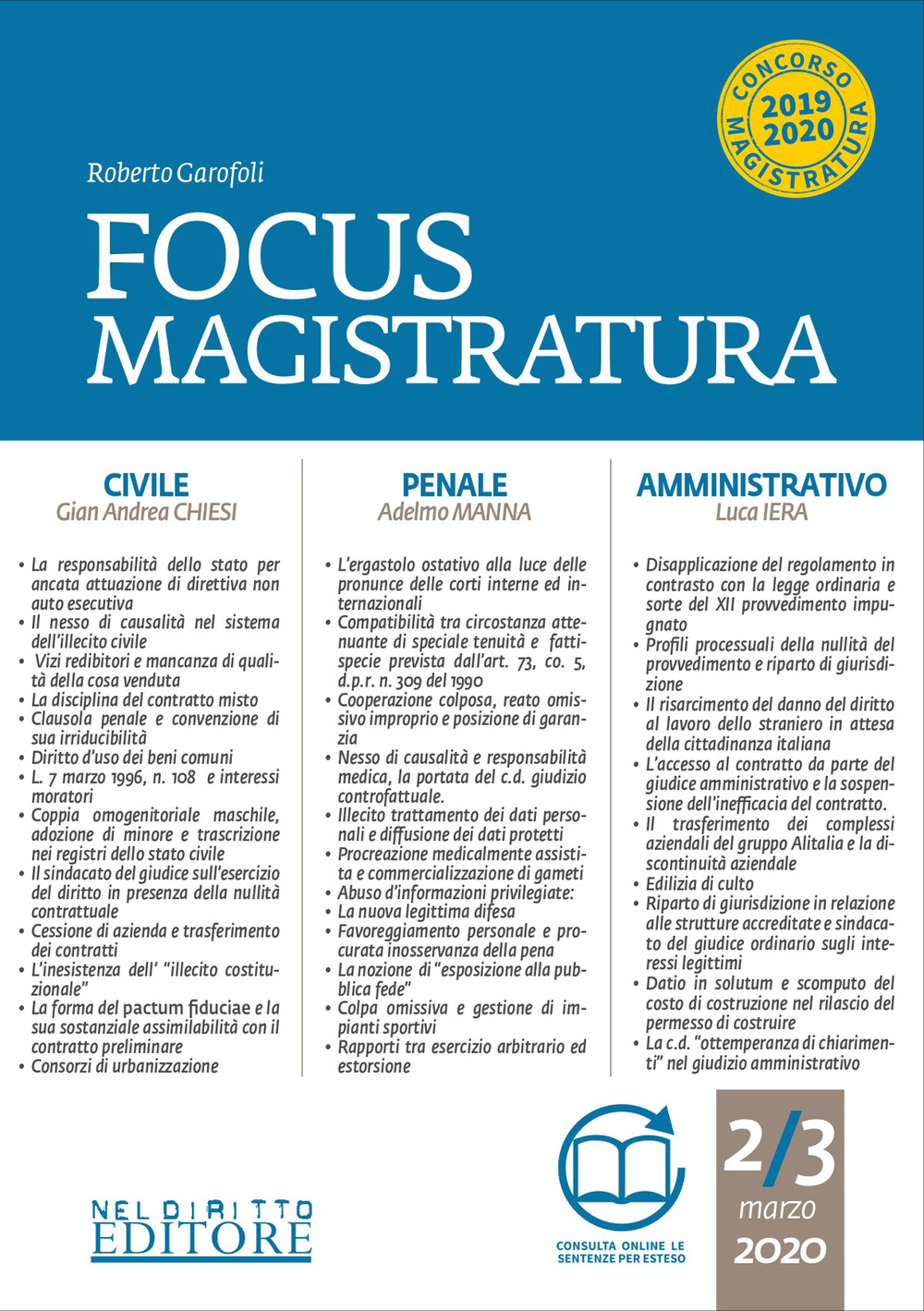 Focus magistratura. Concorso magistratura 2020: Civile, penale, amministrativo. Vol. 2