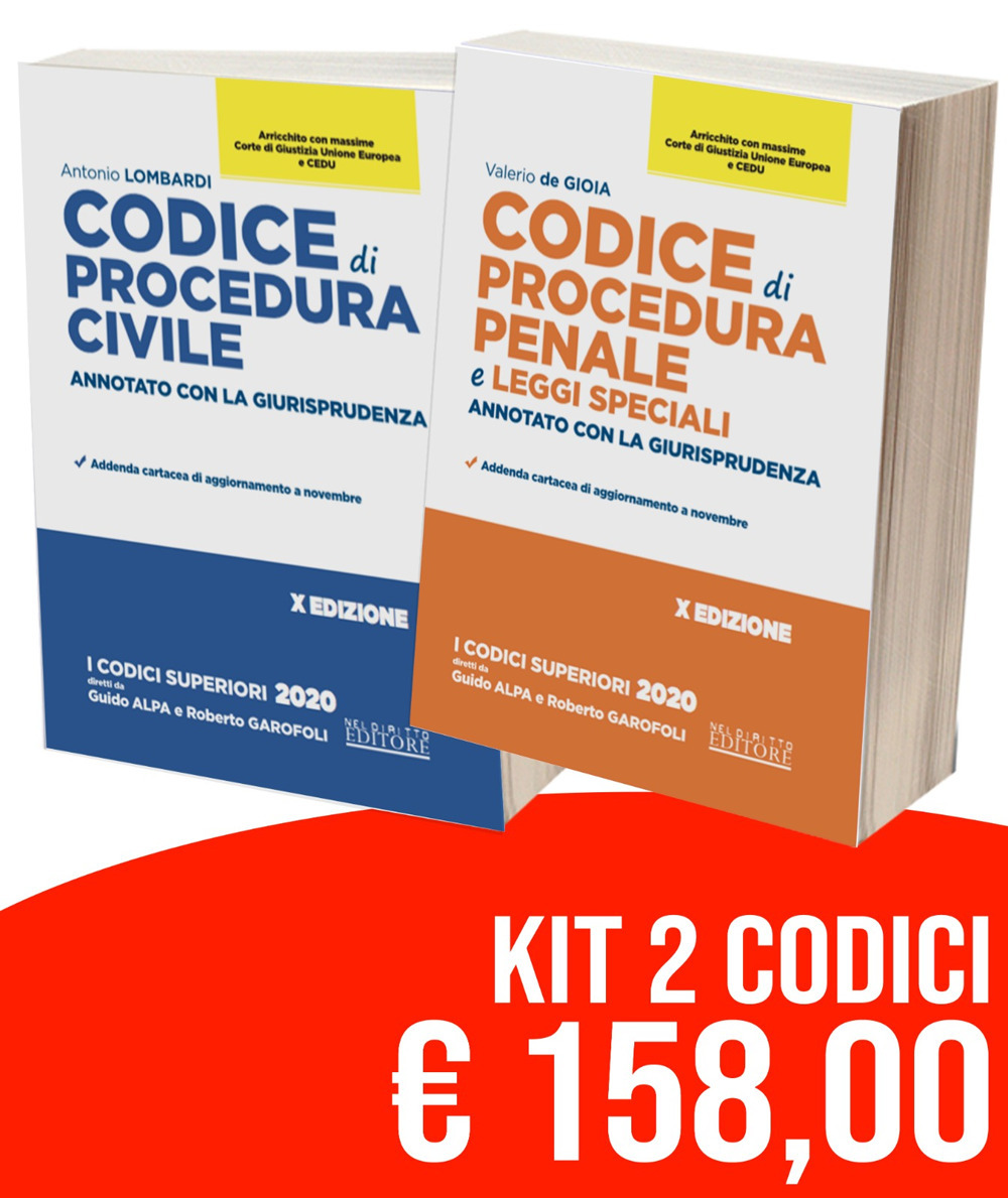 Kit Codici Esame Avvocato 2020: Codice civile-Codice di procedura penale e leggi speciali. Annotato con la giurisprudenza