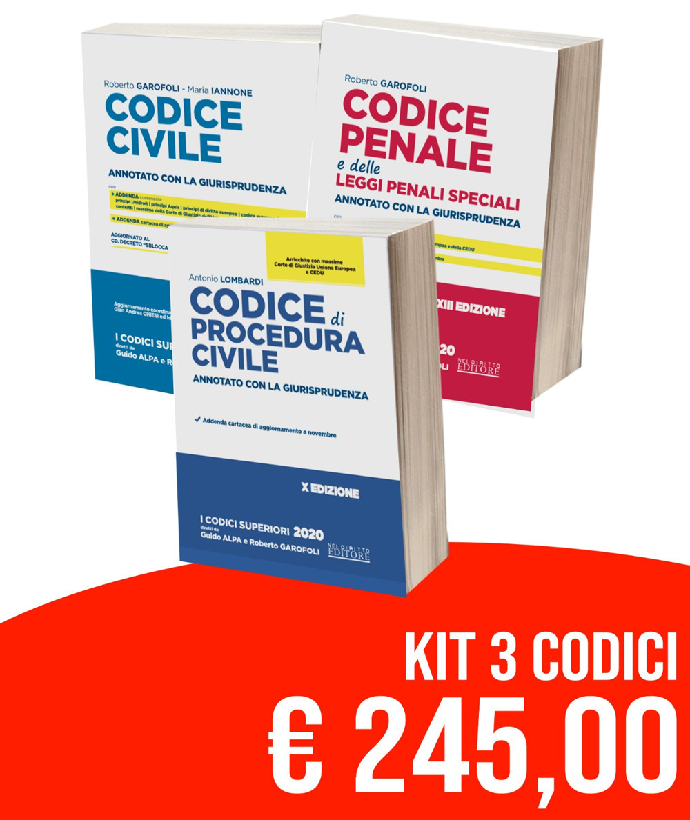 Kit Codici Esame Avvocato 2020: Codice civile-Codice penale e delle leggi penali speciali. Annotato con la giurisprudenza-Codice di procedura civile. Annotato con la giurisprudenza