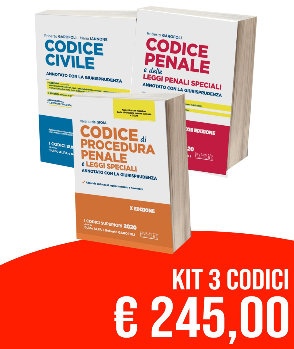 Kit Codici Esame Avvocato 2020: Codice civile-Codice penale annotati con la giurisprudenza-Codice di procedura penale e leggi speciali. Annotato con la giurisprudenza