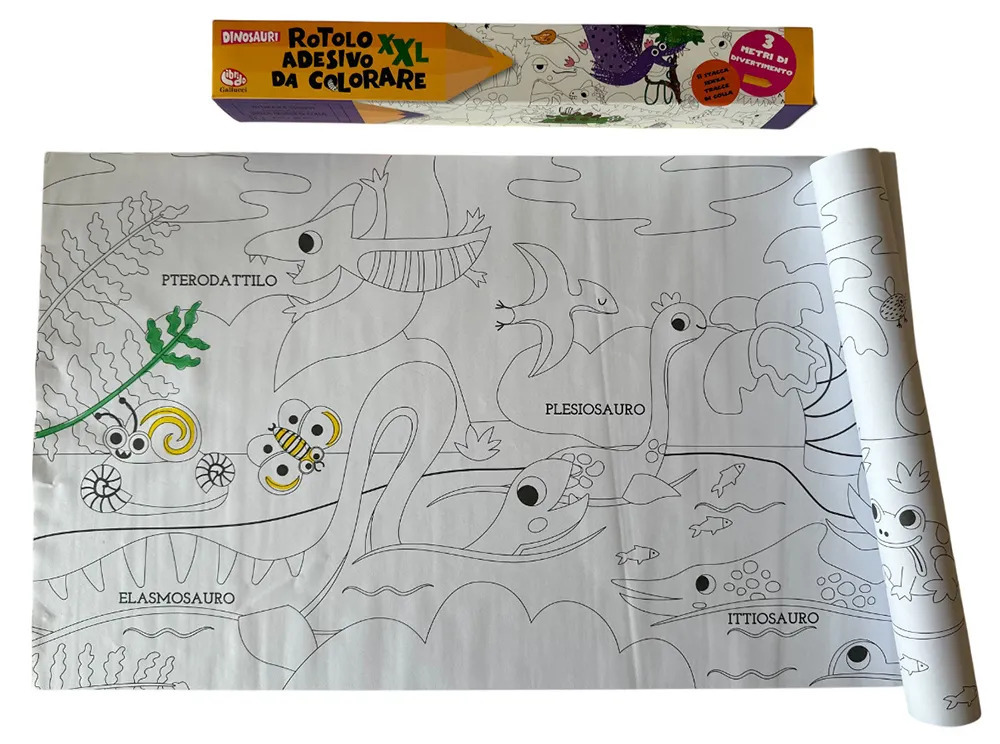 Rotolo adesivo da colorare XXL. Dinosauri - Libro - Librido Gallucci