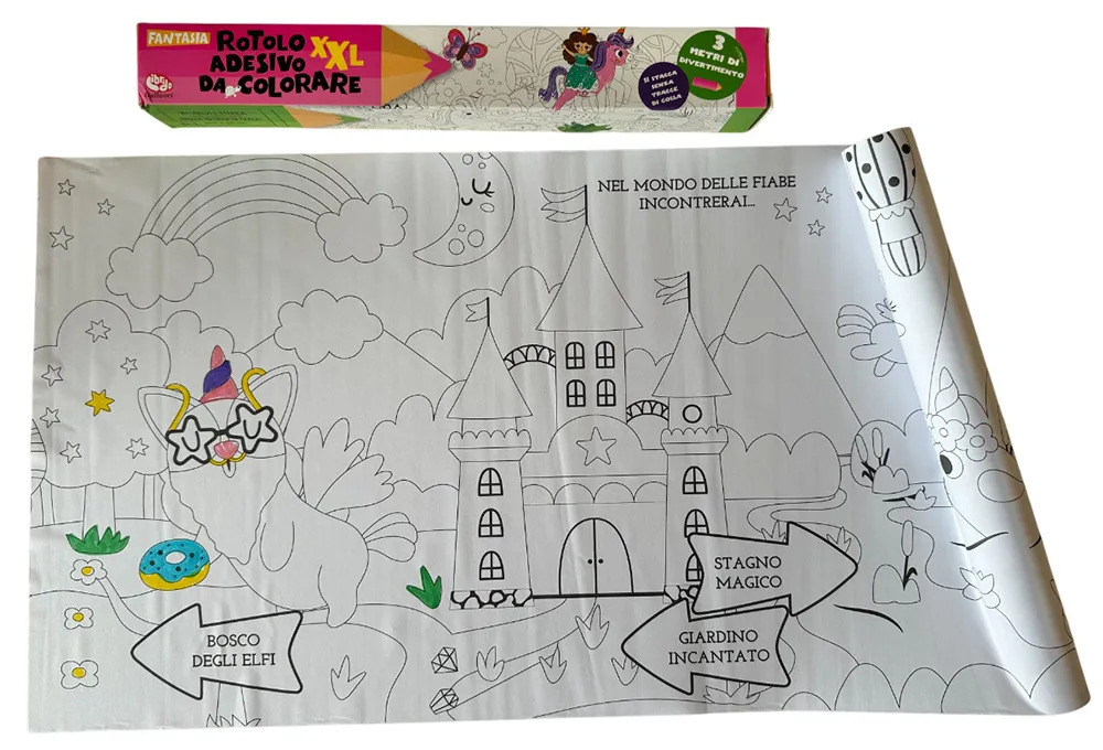 Rotolo adesivo da colorare XXL. Fantasia - Libro - Librido Gallucci