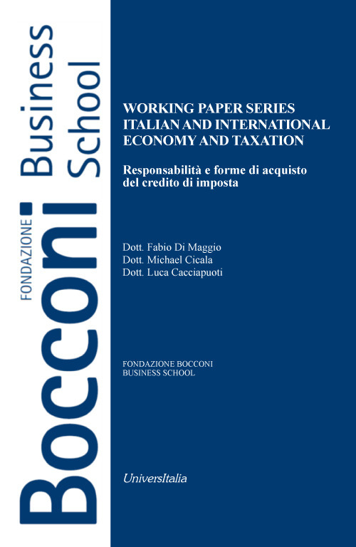 Working paper series. Italian and international economy and taxation. Responsabilità e forme di acquisto del credito di imposta