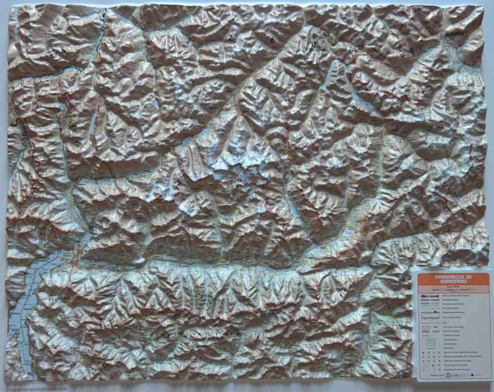 Provincia di Sondrio 1:150.000 (carta in rilievo con cornice)
