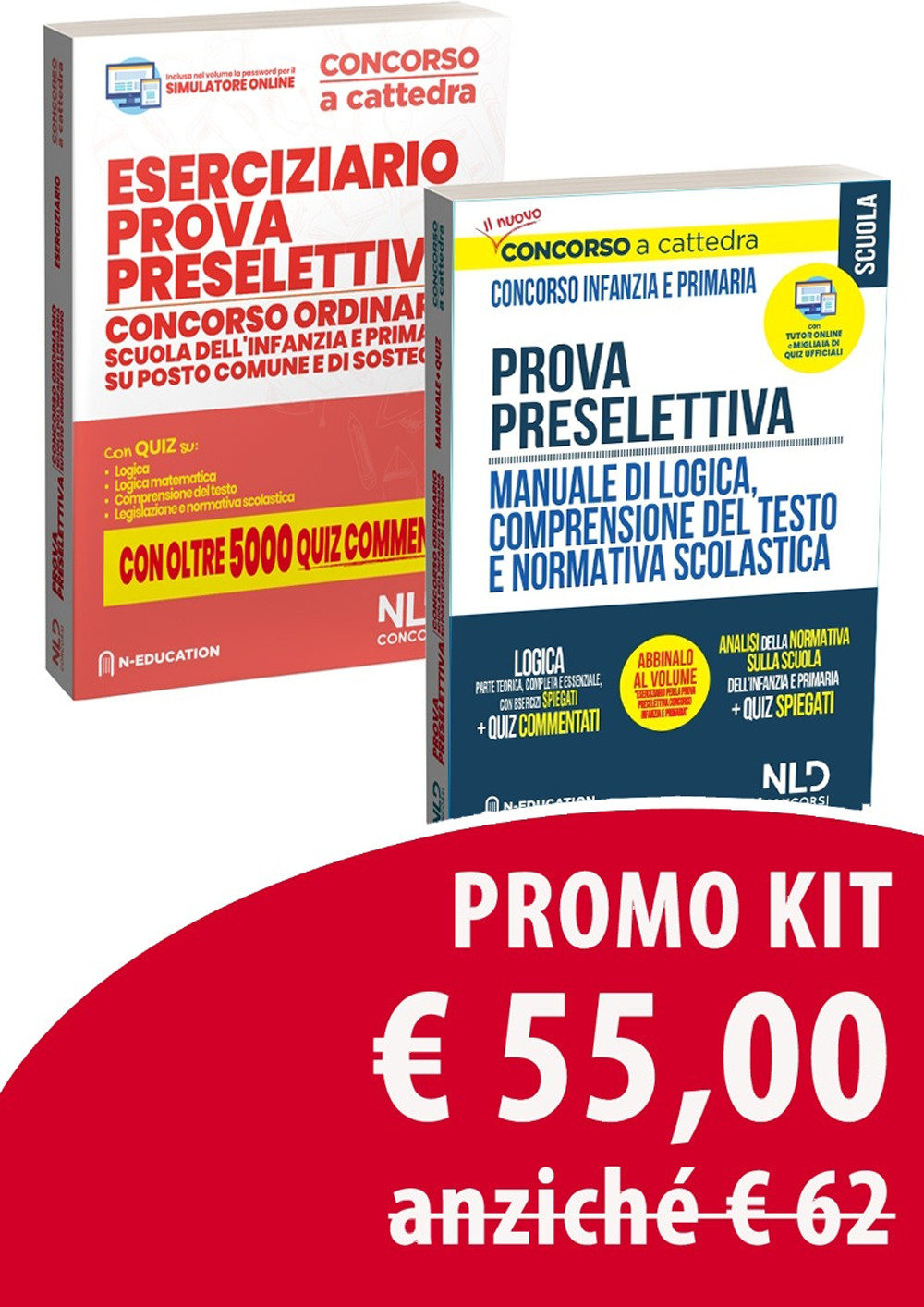 Prova preselettiva. Concorso ordinario scuola dell'infanzia e primaria su posto comune e di sostegno: Manuale e oltre 2000 quiz con tecniche di risoluzione dei quesiti di logica-Eserciziario. Con software di simulazione