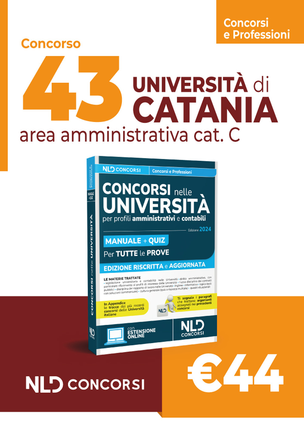 43 posti Università di Catania: concorso area amministrativa cat. C. Manuale + Quiz 2024