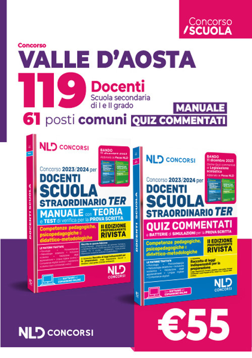 Concorso 119 docenti Valle d'Aosta. 61 posti Comuni. Manuale per tutte le prove + Quiz