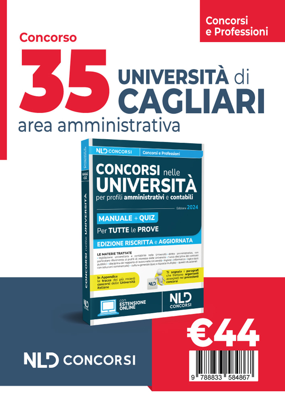 35 posti Università di Cagliari. Concorso area amministrativa: Manuale + Quiz 2024