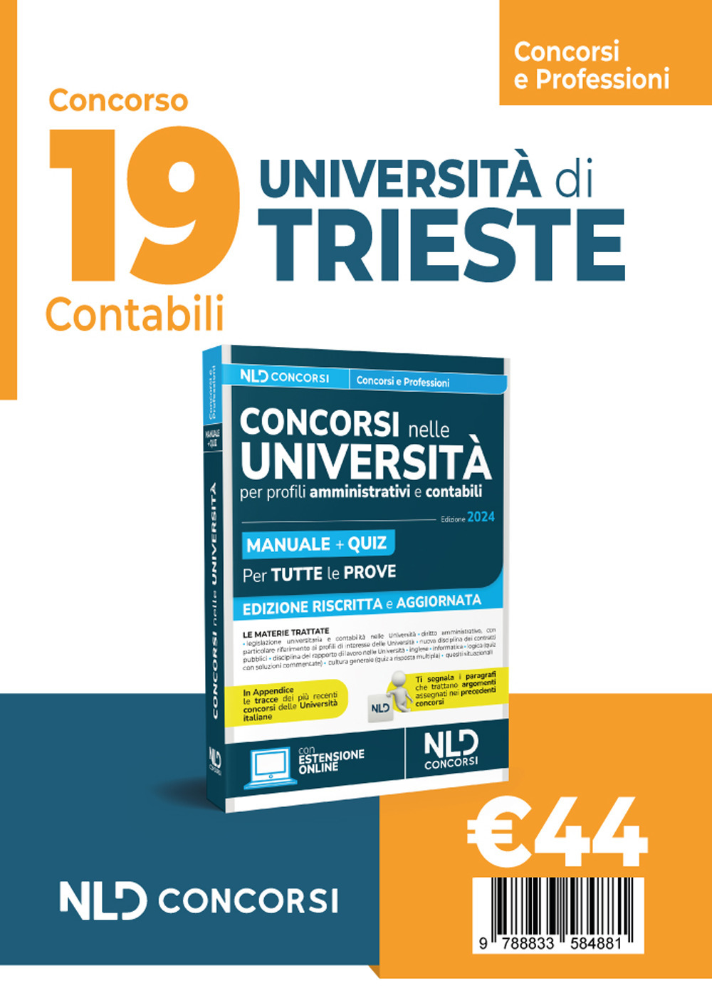19 posti Università di Trieste. Concorso area contabile: Manuale + Quiz 2024