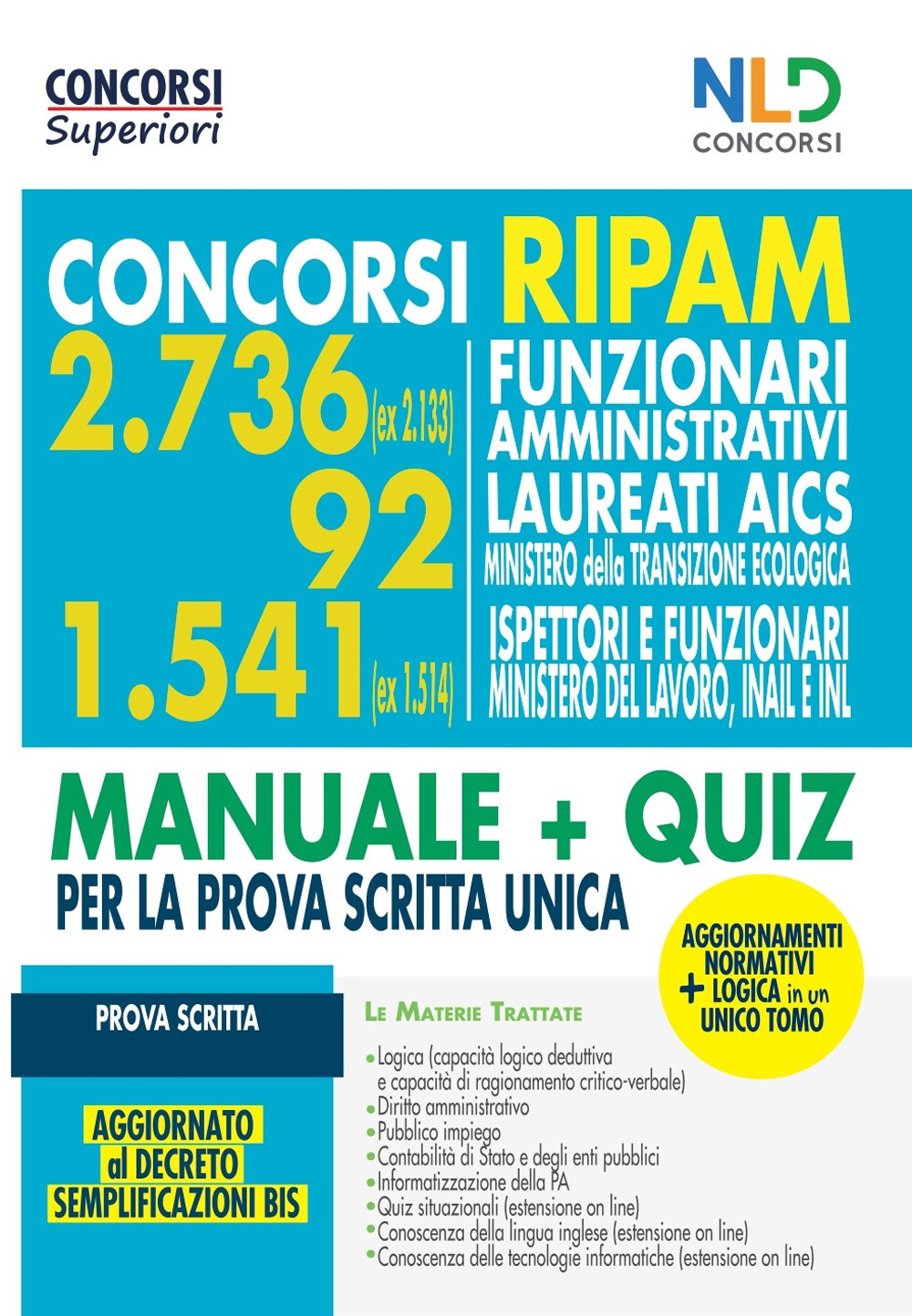 Concorsi Ripam per funzionari amministrativi. 2736 posti (ex 2133) + 92 Ministero della Transizione Economica + 1541 (ex1514) ispettori e funzionari Ministero del Lavoro Inail e INL. Nuova ediz.