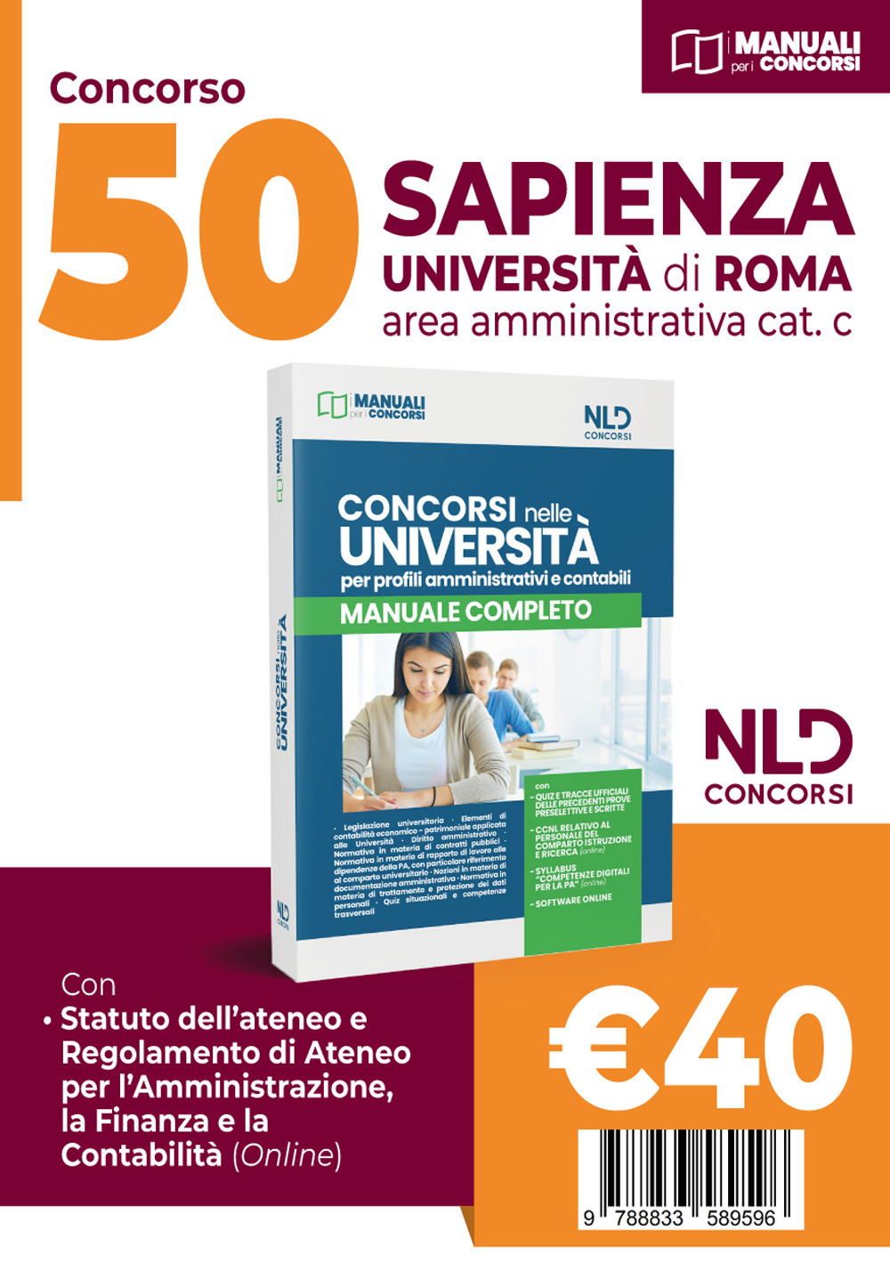 Concorso Università Sapienza di Roma. Concorso 50 posti area amministrativa. Nuova ediz.