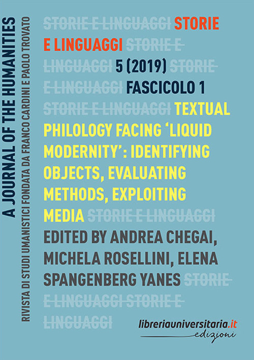 Storie e linguaggi. Rivista di studi umanistici (2019). Vol. 1