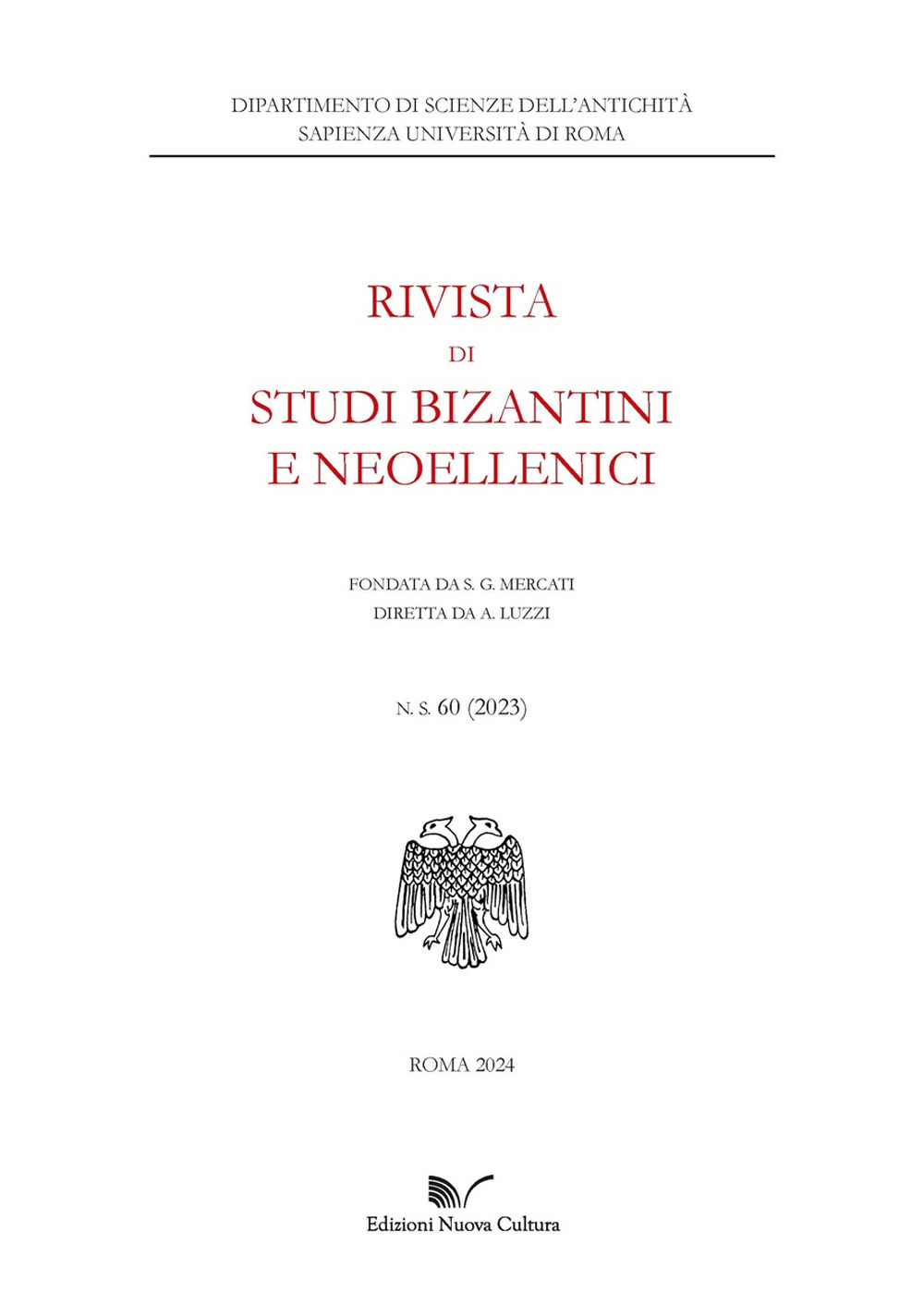 Rivista di studi bizantini e neoellenici (2023). Vol. 60