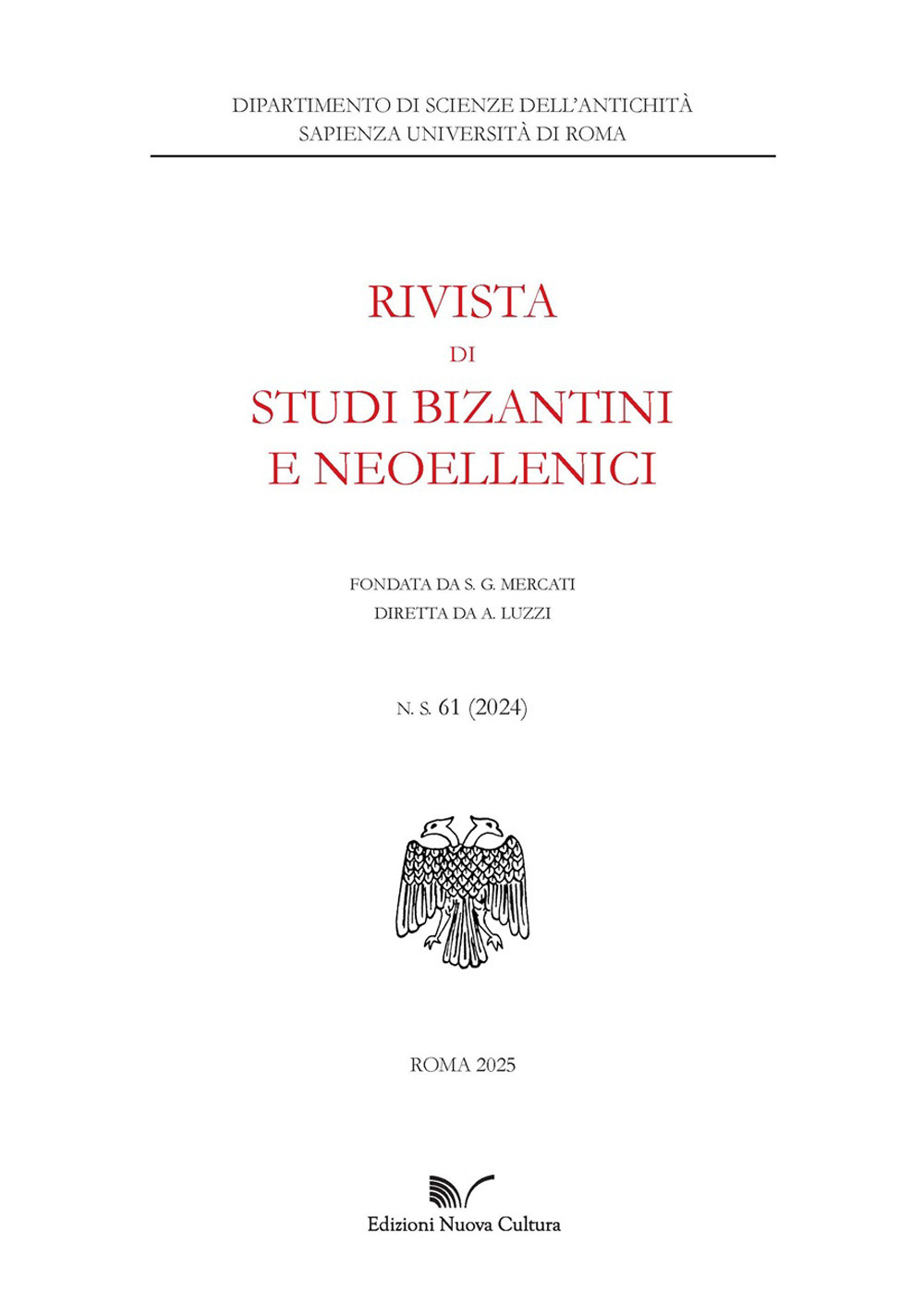 Rivista di studi bizantini e neoellenici (2024). Vol. 61