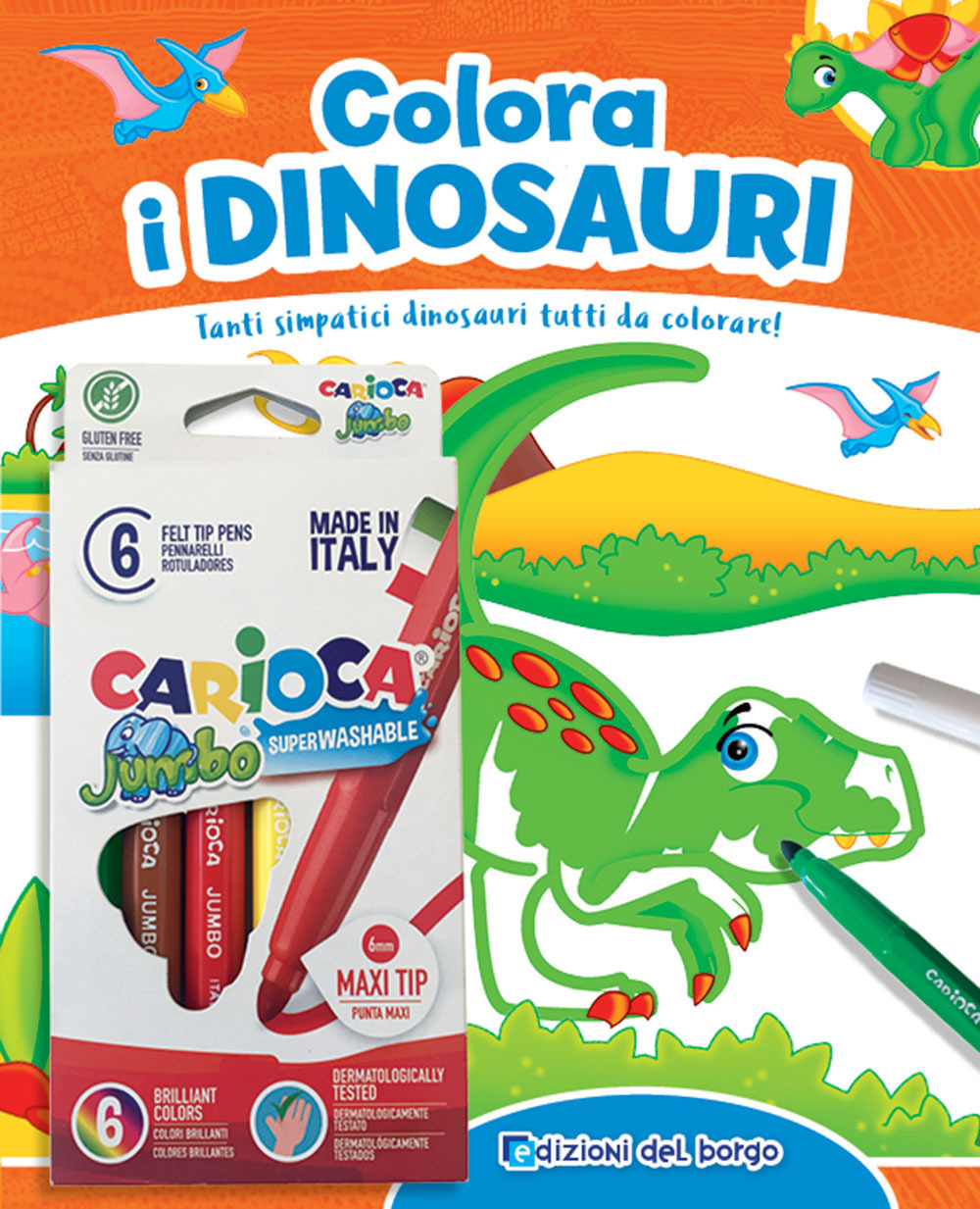 Colora i dinosauri. Tanti simpatici dinosauri tutti da colorare! Ediz. a colori. Con 6 pennarelli