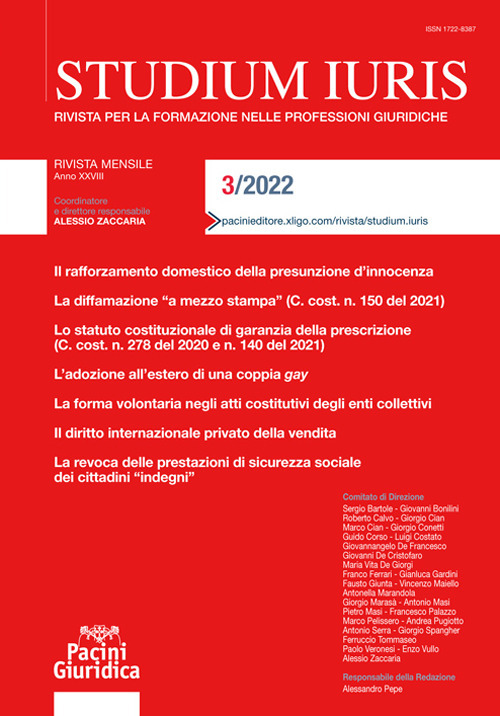 Studium iuris. Rivista per la formazione nelle professioni giuridiche (2022). Vol. 3