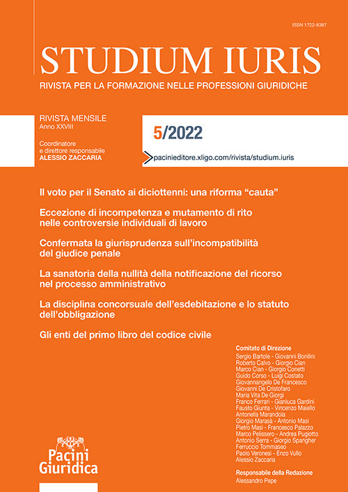 Studium iuris. Rivista per la formazione nelle professioni giuridiche (2022). Vol. 5