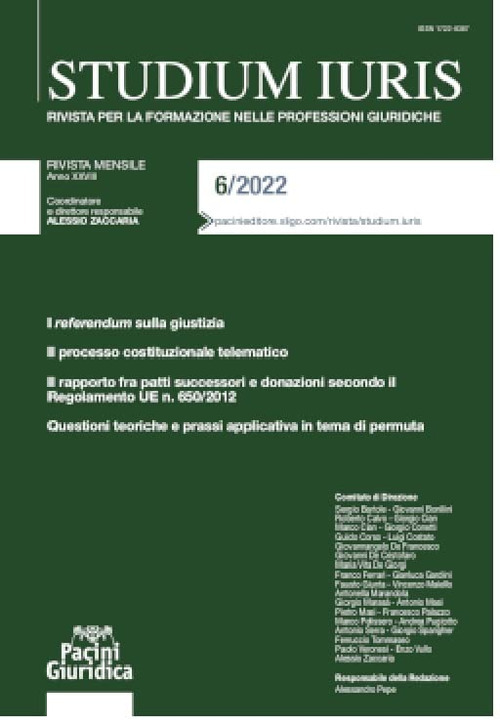 Studium iuris. Rivista per la formazione nelle professioni giuridiche (2022). Vol. 6