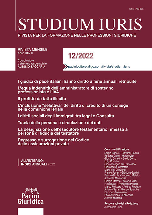 Studium iuris. Rivista per la formazione nelle professioni giuridiche (2022). Vol. 12