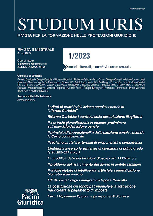 Studium iuris. Rivista per la formazione nelle professioni giuridiche (2023). Vol. 1