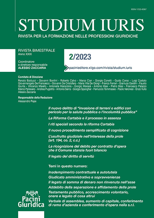Studium iuris. Rivista per la formazione nelle professioni giuridiche (2023). Vol. 2