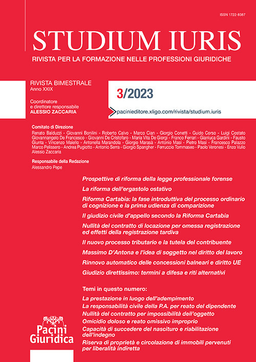 Studium iuris. Rivista per la formazione nelle professioni giuridiche (2023). Vol. 3