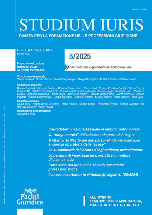 Studium iuris. Rivista per la formazione delle professioni giuridiche (2025). Vol. 5