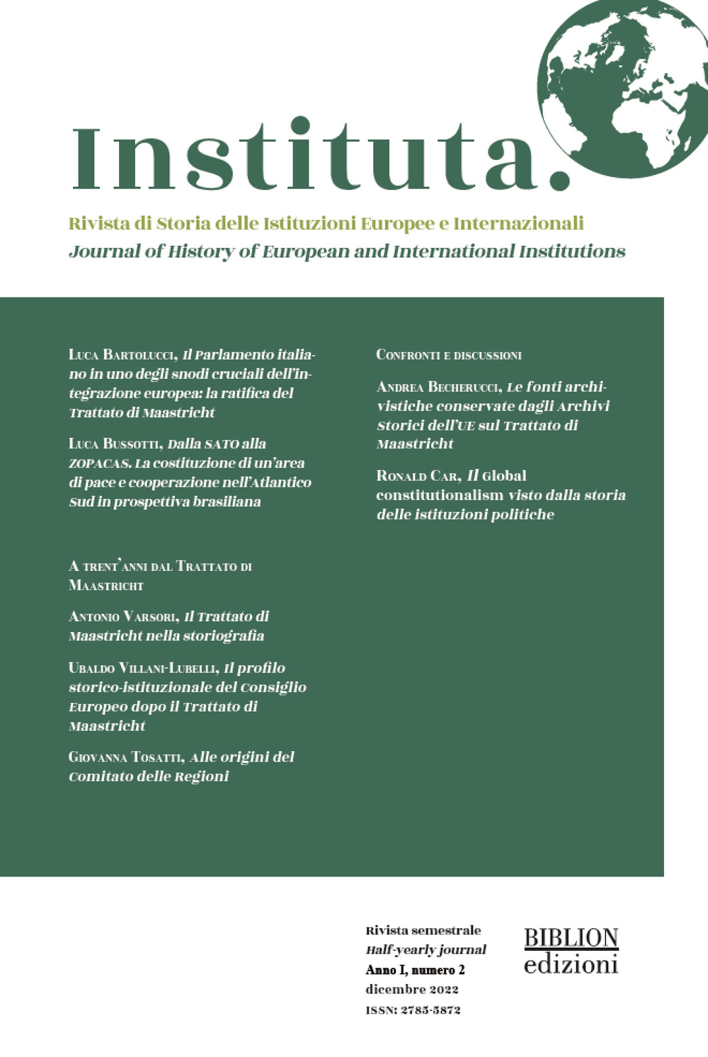 Instituta. Rivista di Storia delle istituzioni europee e internazionali (2022). Vol. 2