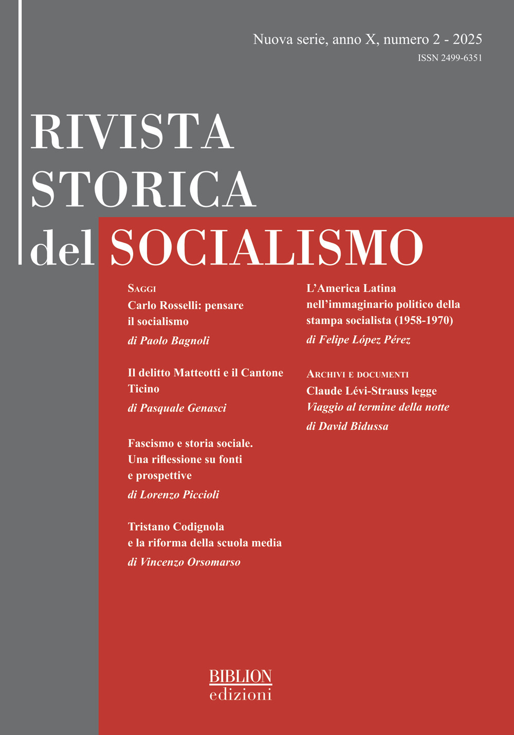 Rivista storica del socialismo (2025). Vol. 2