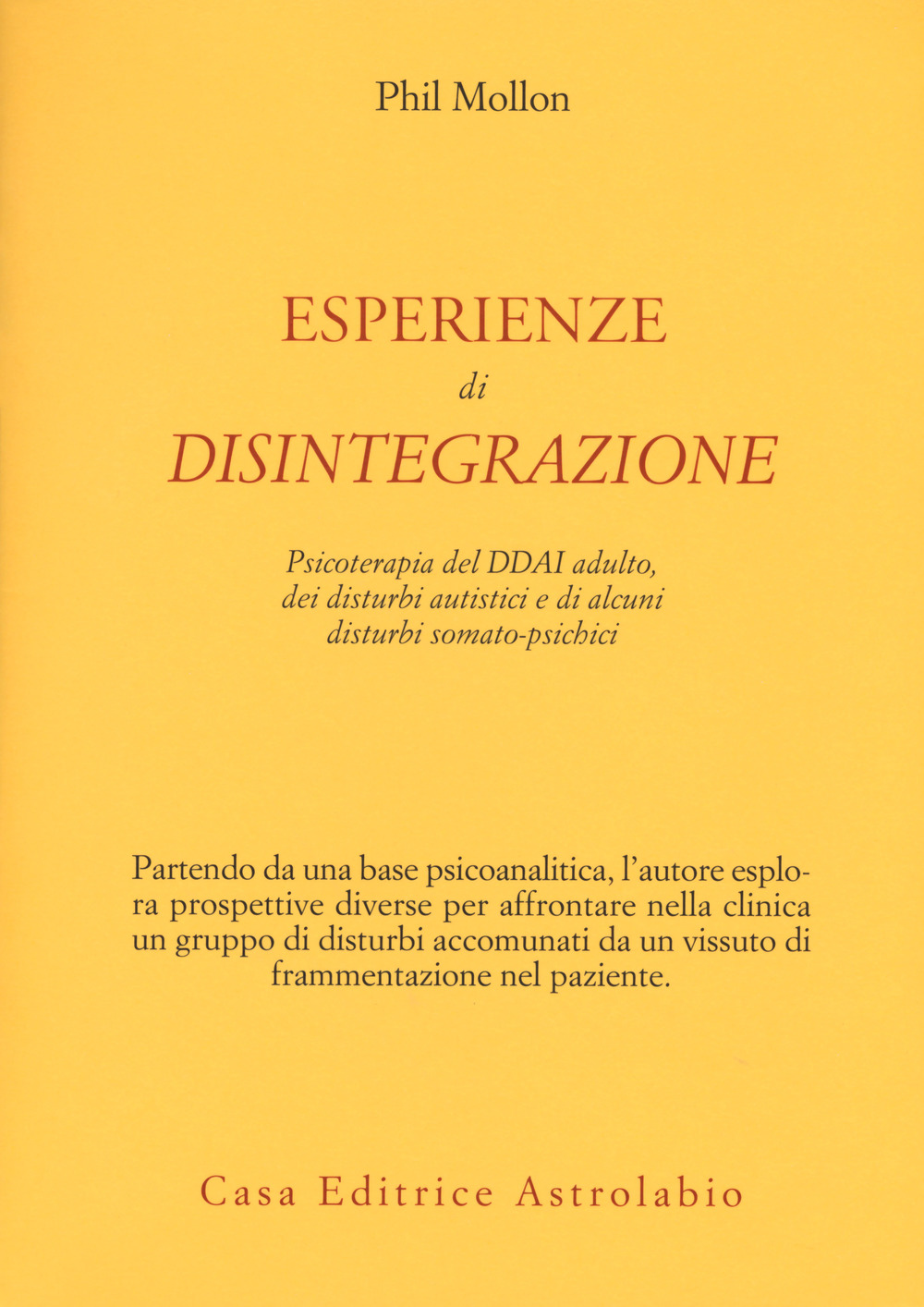 Esperienze di disintegrazione. Psicoterapia del DDAI adulto, dei disturbi autistici e di alcuni disturbi somato-psichici