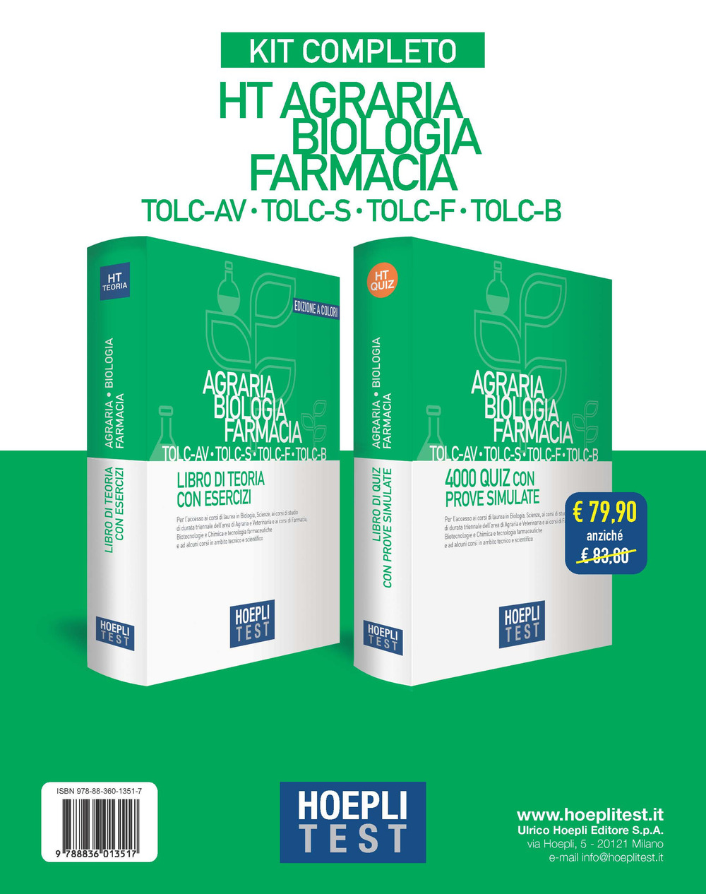 Hoepli test. Agraria, Biologia, Farmacia TOLC-AV, TOLC-S, TOLC-F, TOLC-B. Kit completo