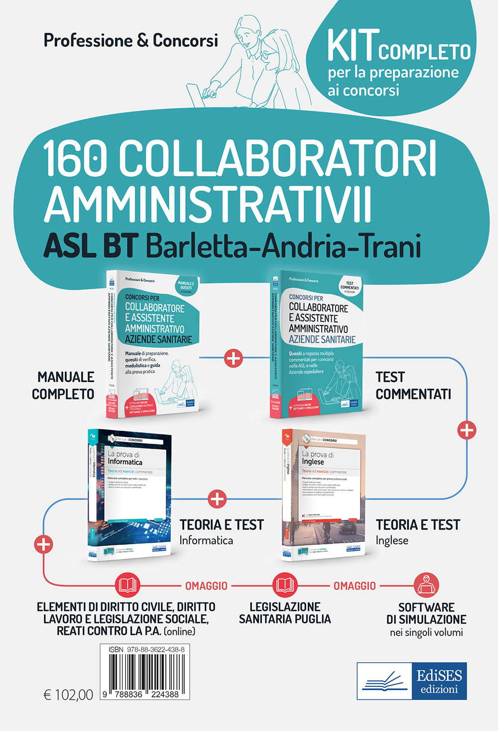 Kit concorso 160 collaboratori amministrativi ASL BT Barletta-Andria-Trani. Con espansione online. Con software di simulazione