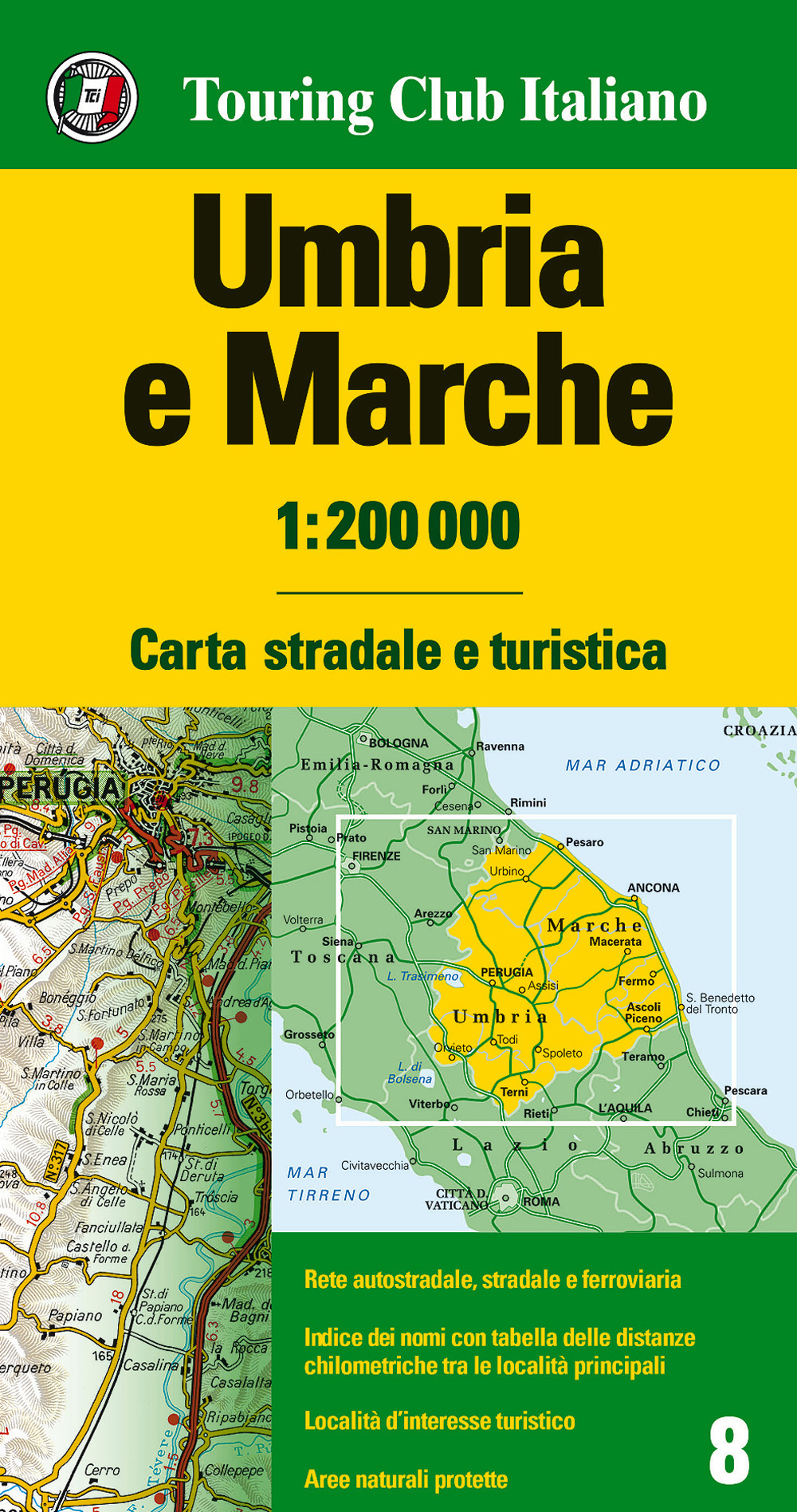 Umbria e Marche 1:200.000. Ediz. multilingue