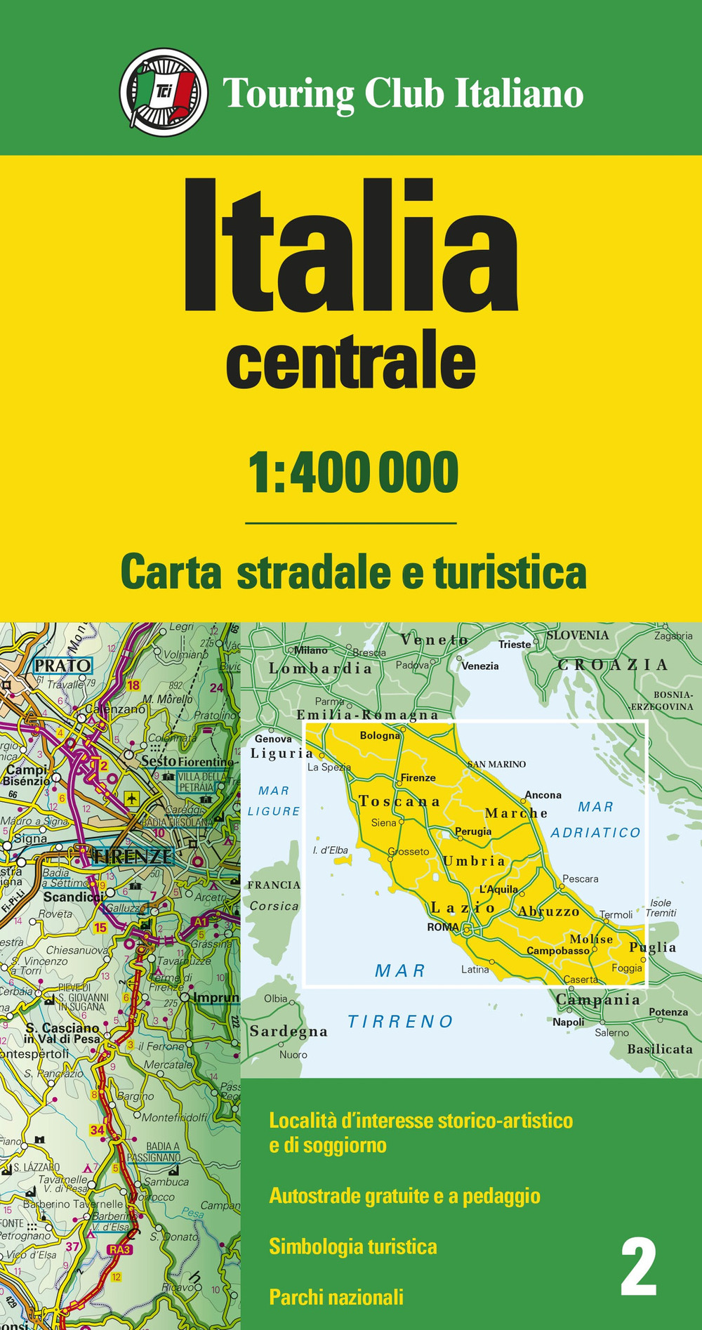 Italia centrale 1:400.000. Carta stradale e turistica