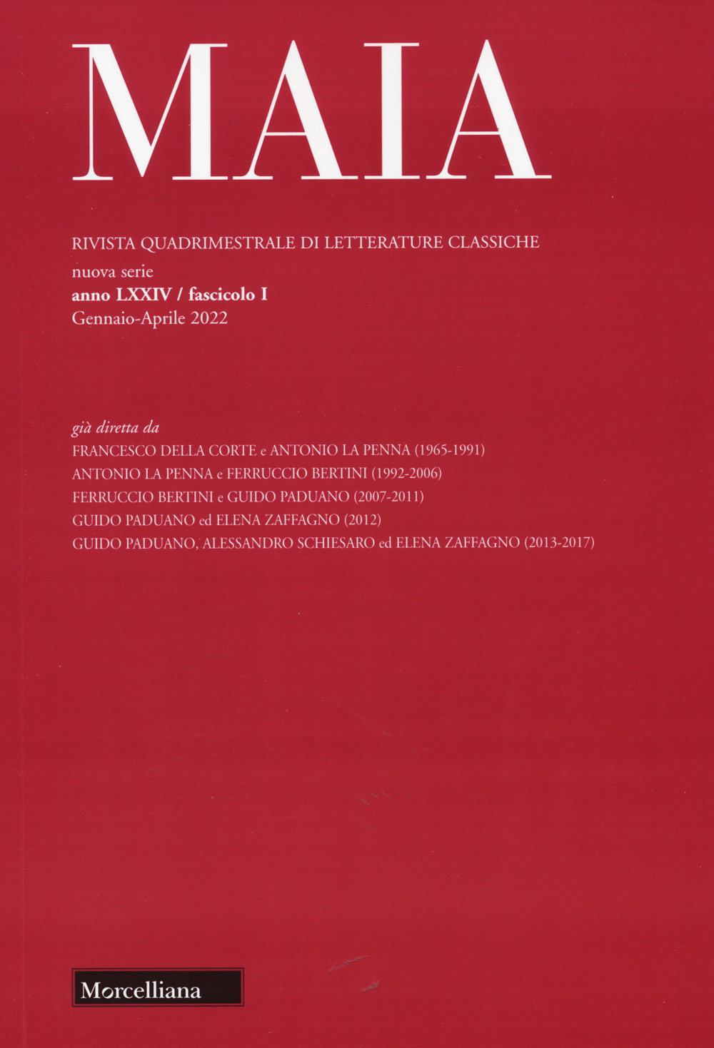 Maia. Rivista di letterature classiche (2022). Vol. 1