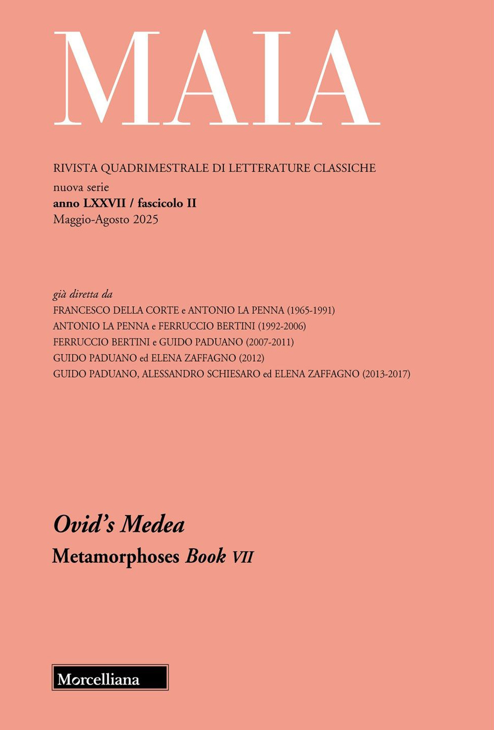 Maia. Rivista di letterature classiche (2025). Vol. 2: Ovid's Medea