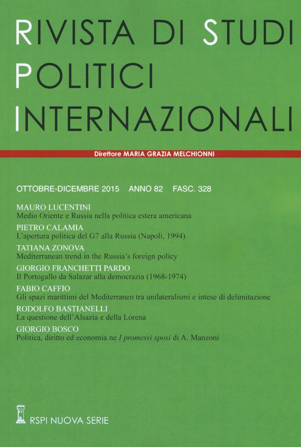 Rivista di studi politici internazionali (2015). Vol. 4
