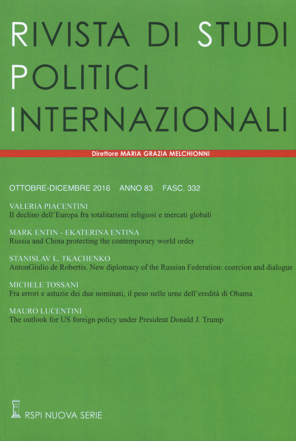Rivista di studi politici internazionali (2016). Vol. 4