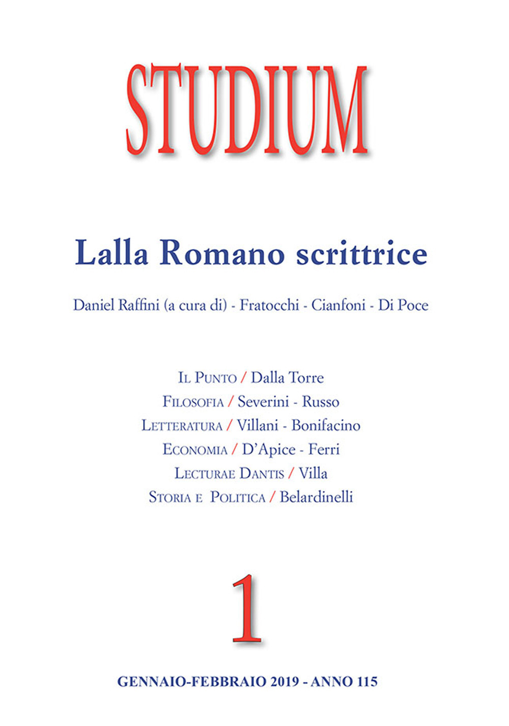 Studium (2019). Vol. 1: Lalla Romano scrittrice